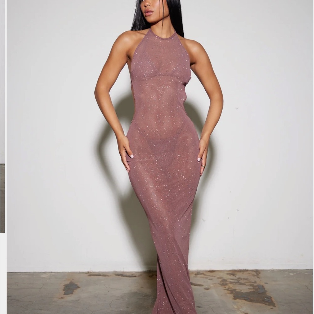 Long Halter dress size S 2 piece mesh dress